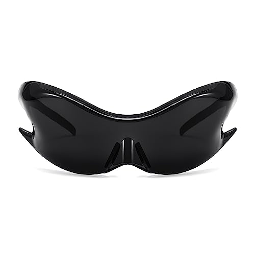 FEISEDY Futuristic Sunglasses, Fashion Alien Y2K Wrap Around for Women Men B4135