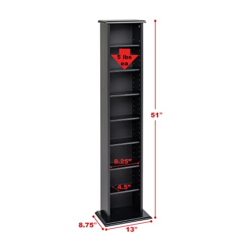 Prepac Narrow Cabinet Media Storage, 13" Wide, Black