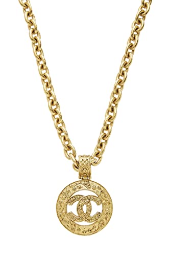 Chanel, Pre-Loved Gold Filigree 'CC' Round Necklace, Gold