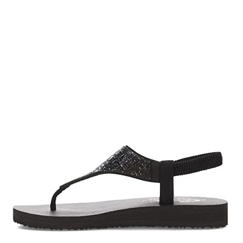 Skechers Women's Meditation-Sweet Rock Flip-Flop, Blk/blk, 5