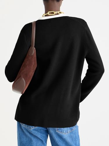 Saodimallsu Womens V Neck Cardigan Button Loose Knit Sweater Blazer Open Front Elegant Cardigans with Pockets Wine Red