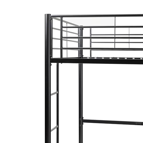 Walker Edison Timothee Urban Industrial 71" Twin Over Full Metal Bunk Bed, Black