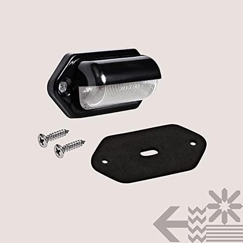 TRUE MODS 1pc Trailer LED License Plate Light [DOT FMVSS 108] [SAE L] [Black-Finish] [Surface Mount] [Waterproof] [12V DC] Courtesy Step License Plate Tag Lights for UTV ATV Trailer Truck RV Boat