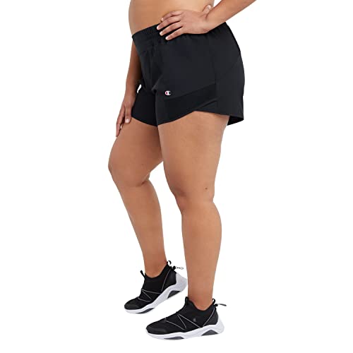 Champion, Moisture Wicking, Lightweight Sport Shorts for Women, 4" (Plus Size Available), Black, X-Small