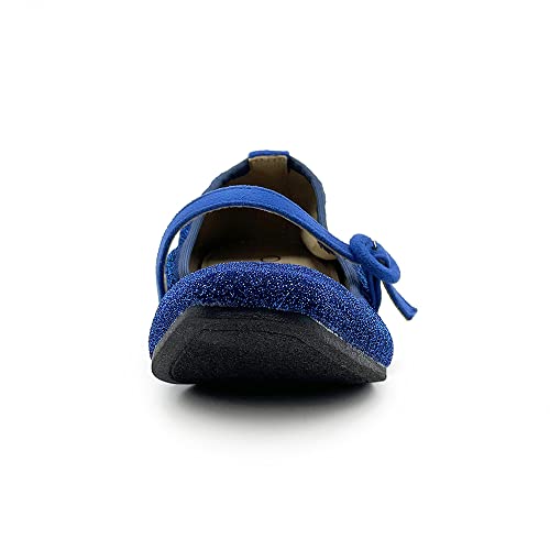 Ollio Women's Shoes Glitter Basic Mary Jane Elasticated Square Toe Ballet Flat SF1740 (6 B(M) US, Blue)