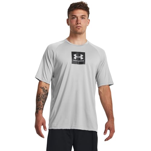 Under Armour Mens Tech Print Fill Short Sleeve, (011) Mod Gray / / Jet Gray, Medium