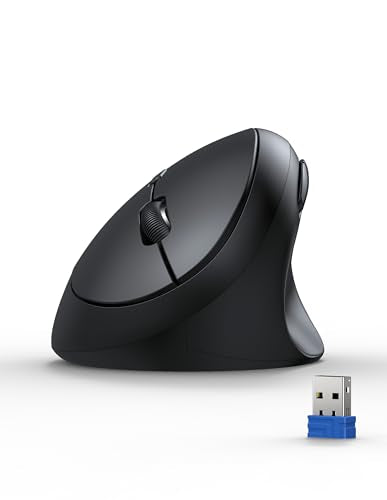 TECKNET Ergonomic Mouse, 4800 DPI Wireless Vertical Mouse, 5 Adjustable DPI Levels, 6 Buttons, 2.4G Silent Wireless Mouse for Laptop, PC, Chromebook, Mac - Black