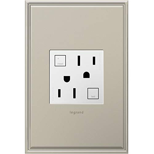 Legrand Adorne Tamper-Resistant Self-Test Electrical GFCI Plus-Size Outlet, 15A, Graphite Finish, AGFTR2153G4
