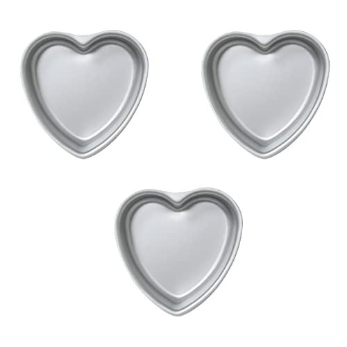 kefyixc set of 3 Heart-shaped cake pan,6 inch heart-shaped cake tin, aluminum, for weddings, parties, family and other occasions cake (6 x 2 Inch,Set of 3)