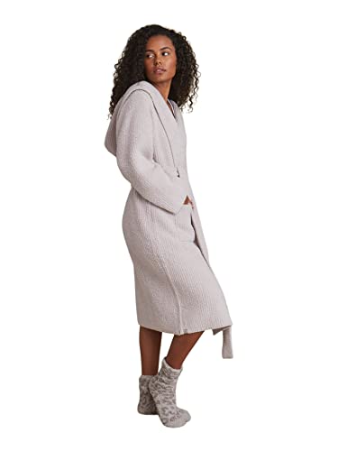 Barefoot Dreams CozyChic Ribbed Hooded Robe, Plush Pool Robe, Long Night Robe, Chic Robe, Classy Robe, Silver Ice, 1