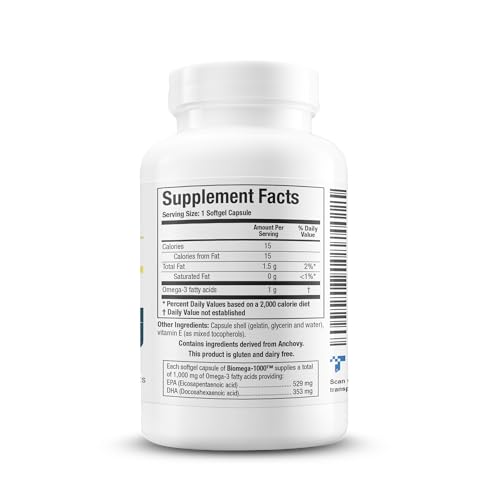 Biotics Research Biomega-1000™ DHA EPA 1000mg Omega 3 Fish Oil Supplement - Highly Concentrated Fish Oil Omega 3 Supplement Fatty acids for Women & Men - Supports Immune, Cardiovascular - 90 Softgels