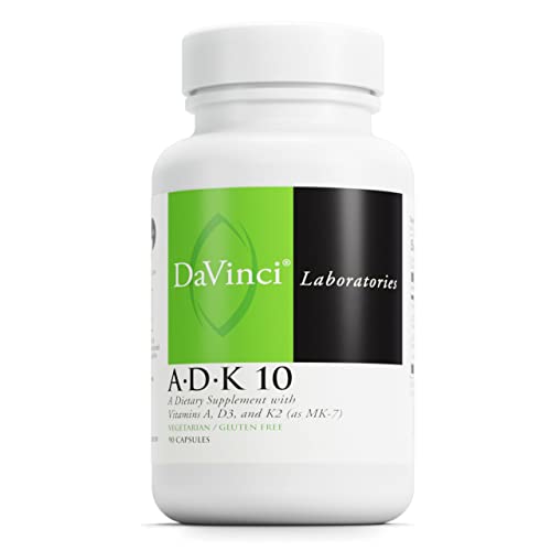 DAVINCI Labs ADK 10 - Helps Support Bone, Heart & Immune Health* - Dietary Supplement with Vitamins A, D3 & K2 (as MK-7) - Vegetarian, Gluten Free & Soy Free - 90 Capsules