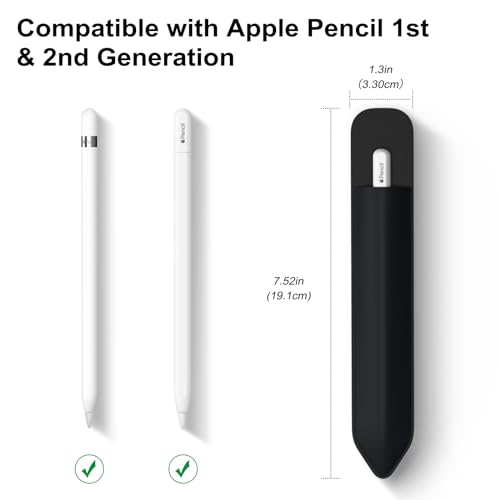 TiMOVO Pencil Holder Compatible with Apple Pencil Pro/Apple Pencil (USB-C)/Apple Pencil (1st & 2nd Gen), Elastic Pencil Pouch Adhesive Pen Sleeve Attached to iPad Case for Stylus, Black