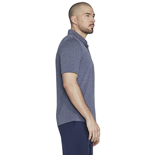 Skechers Men's Go Dri Premier Stripe Polo, Navy, Small