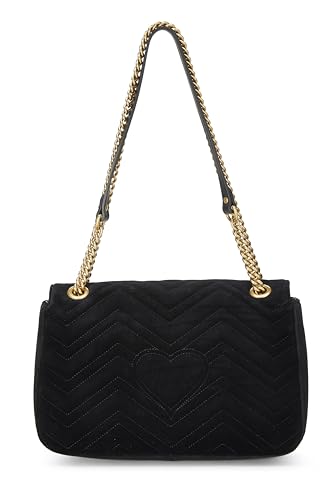 Gucci, Pre-Loved Black Velvet Marmont 'Loved' Shoulder Bag, Black