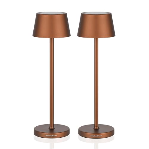 amhshkou Rechargeable Table Lamps Set of 2,with Touch Dimming and IP54 Waterproof Function Desk Lamp,Suitable for Indoor and Patio Lighting Brown 2 Pcs