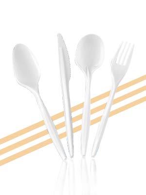 [1000 Count] Settings Plastic White Forks, Practical Disposable Cutlery, Great For Home, Office, School, Party, Picnics, Restaurant, Take-out Fast Food, Outdoor Events, Or Every Day Use, 1 Box