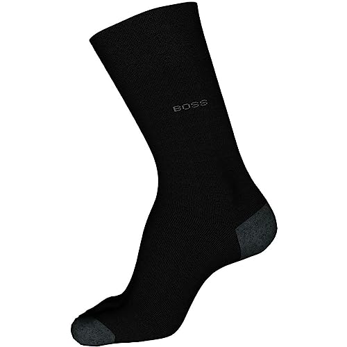 BOSS Mens Matt Combed Cotton Heel Toe Casual Sock, Black, 7-13 US