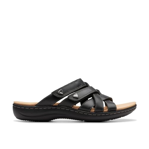 Clarks Women's Laurieann Bali Slide Sandal, Black Leather, 8