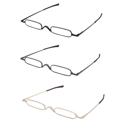 Mini Slim Pen Reading Glasses with Portable Clip Case Small Pocket Readers Men Women (3 pairs,1.00)