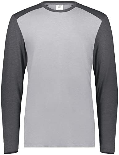 Augusta Sportswear Men's Gameday Vintage Long Sleeve Tee, Scarlet Heather/Carbon Heather, 3X-Large