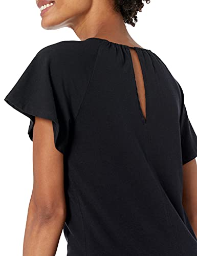 Amazon Essentials Women's Classic-Fit Cape Sleeve Open Crewneck T-Shirt, Black, X-Small