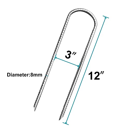 Eurmax USA Trampolines Stakes Canopy Parts Wind Stake 12 Inch Heavy Duty Stake Safety Ground Anchor Galvanized Steel Wind Stakes, Pack of 4(Black)