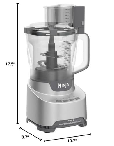 Ninja BN601 Professional Plus Food Processor, 1000 Peak Watts, 4 Functions for Chopping, Slicing, Purees & Dough with 9-Cup Processor Bowl, 3 Blades, Food Chute & Pusher, Silver