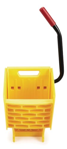 Rubbermaid Commercial Products WaveBrake 26 Qt. Side-Press Mop Bucket and Wringer Combo on Wheels, Yellow, for Professional/Industrial/Business Heavy-Duty Floor Cleaning/Mopping
