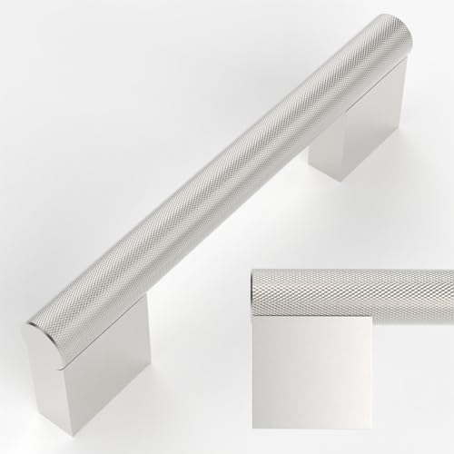 Amerdeco 10 Pack Brushed Satin Nickel Knurled Cabinet Pulls 3.75 Inch(96MM) Hole Centers Kitchen Cabinet Handles Cabinet Hardware Cupboard Handles Drawer Pulls ZH0043