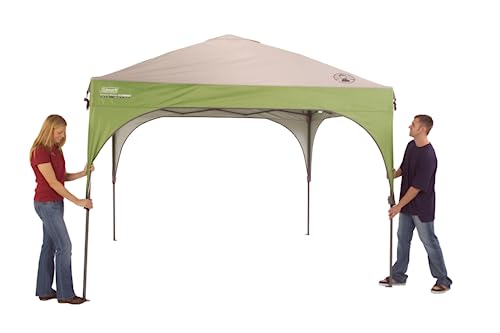 Coleman Canopy Sun Shelter Sets Up in 3 Mins, Mesh Quad Camping Chair with Cup Holder, Carry Bag; UPF 50+ Protection