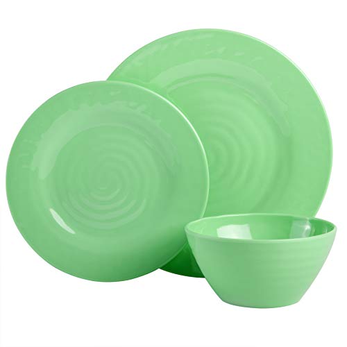 Gibson Home Brist Melamine Plastic Dinnerware Set, Service for Four (12pcs), Assorted II