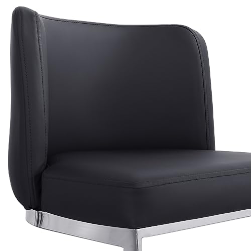 Modern Counter Height Bar Stools 26" Counter Stools with Back and C-Shaped Metal Frame, Upholstered Faux Leather Bar Chairs Island Stools for Kitchen Counter, Home Bar, Pub, Black