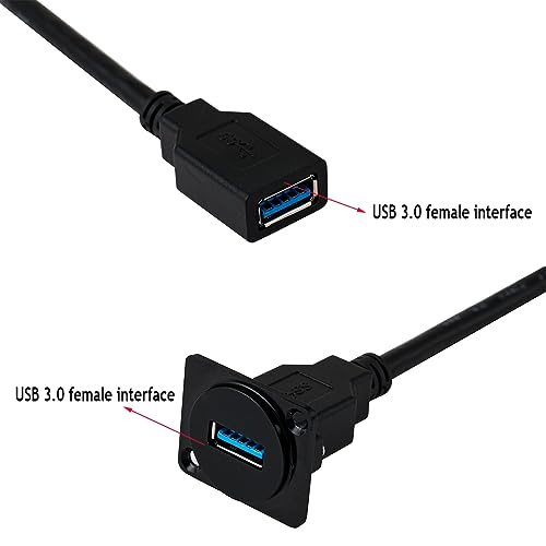 PENGLIN USB 3.0 Panel Mount Adapter, USB 3.0 Short Cable Panel Socket,USB A Female to Female Outlet Panel Connector Extension Cable 25CM/9.8Inch