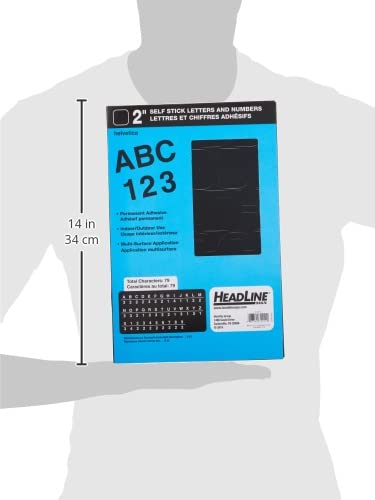 Headline Sign Stick-On Vinyl Letters and Numbers, Black, 2-Inch, Made in USA (31211)