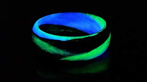 CORE CARBON RINGS - Handmade Ring Band - Carbon Fiber Green, Purple, and Black Marbled Glow Ring, Matte or High Gloss Finish, Glow-in-the-Glow, Durable, Waterproof, Sizes 4-16, Custom Band Widths