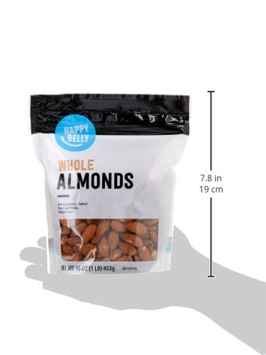 Amazon Brand - Happy Belly Whole Raw Almonds, 16 ounce (Pack of 1)