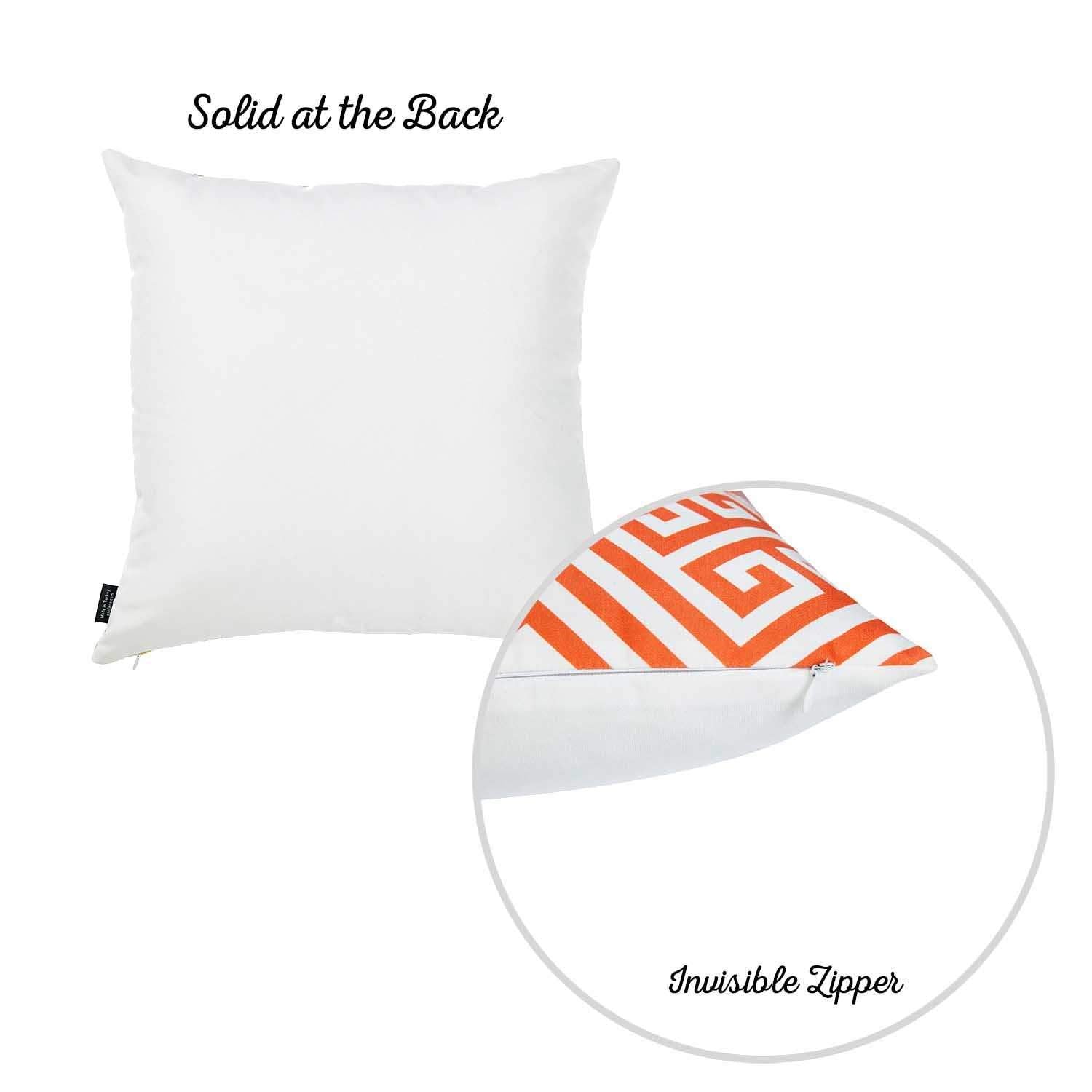 Orange and White Greek Key Decorative Throw Pillow Cover