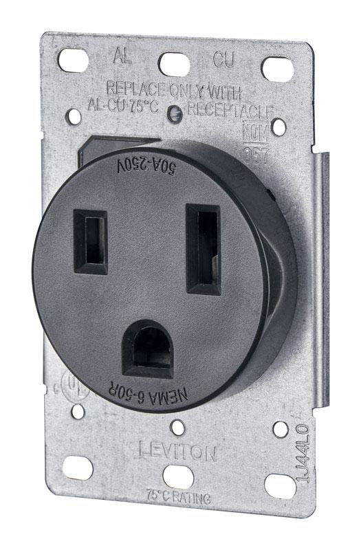 Leviton  50 amps 250 volt Black  Outlet  6-50R  1 pk