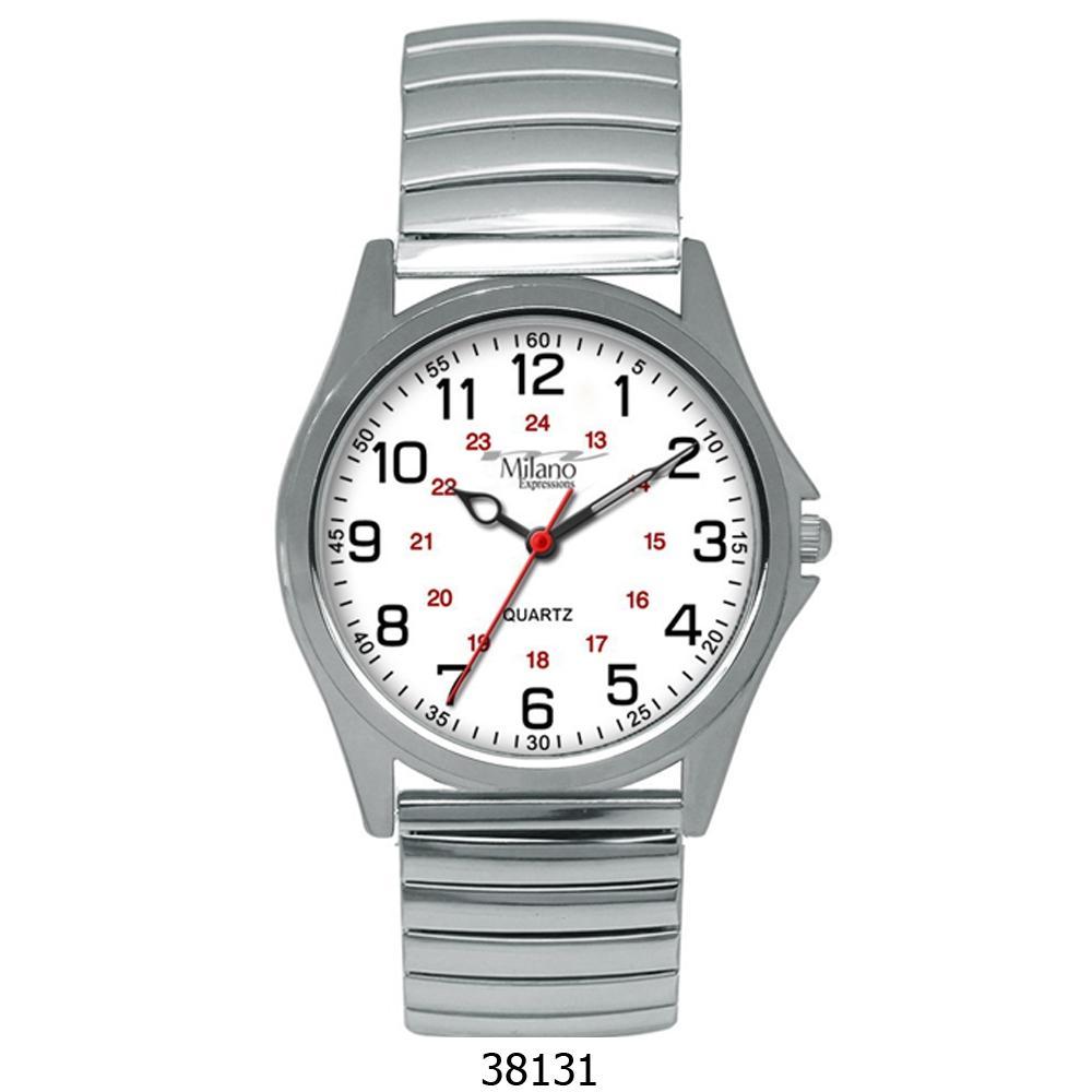 Easton M Milano Expressions Silver Flex Band Watch, White Dial