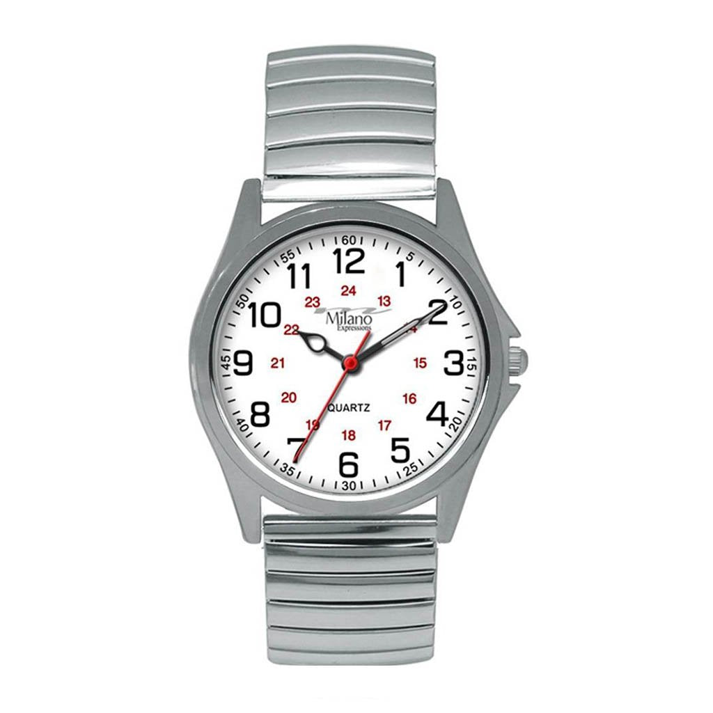 Easton M Milano Expressions Silver Flex Band Watch, White Dial