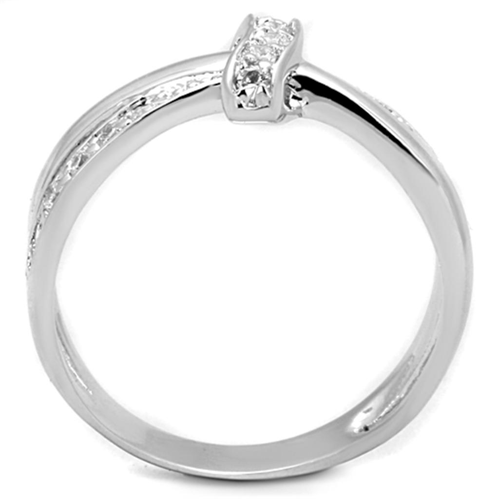 3W819 - Rhodium Brass Ring with AAA Grade CZ  in Clear