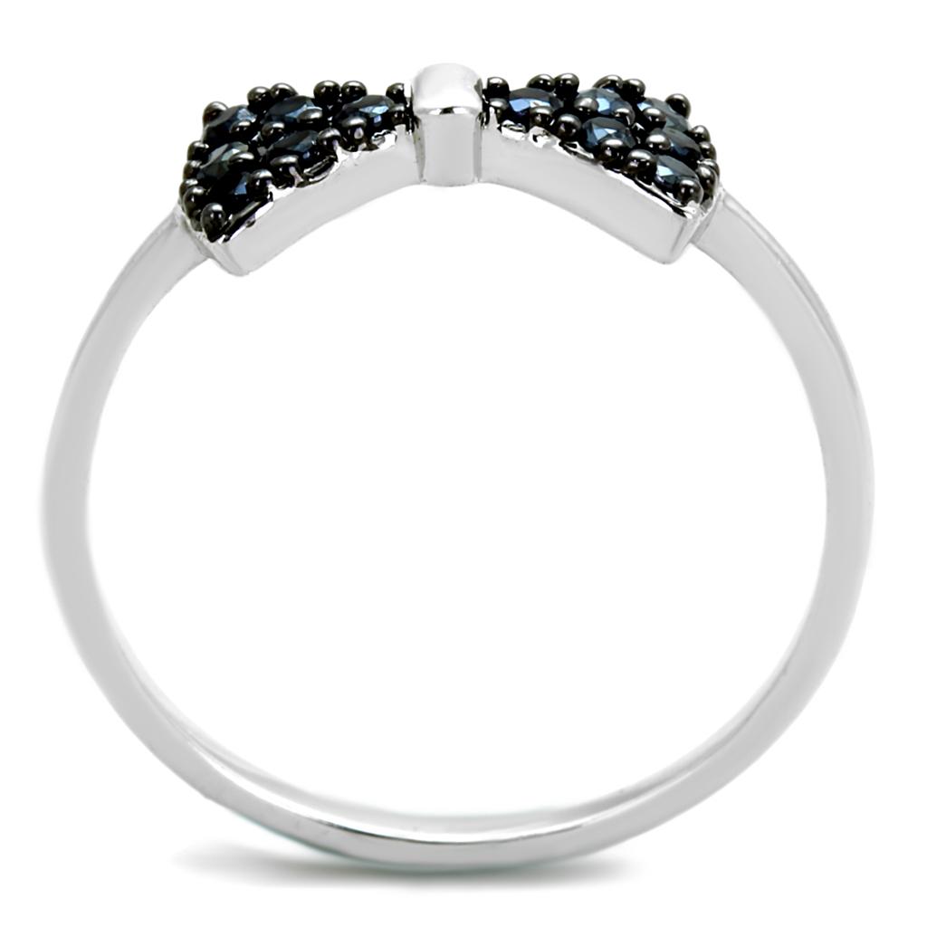 3W856 - Rhodium + Ruthenium Brass Ring with AAA Grade CZ  in Black Dia