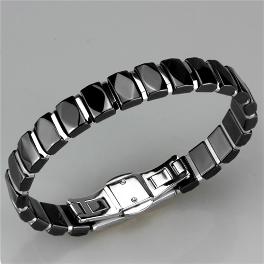 3W990 - High polished (no plating) Stainless Steel Bracelet with Ceram
