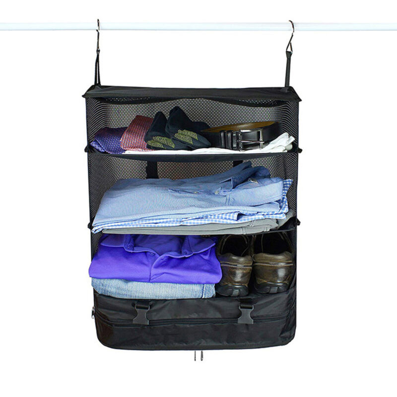 Travel Luggage Organizer And Packing with Integrated Hanging Shelves