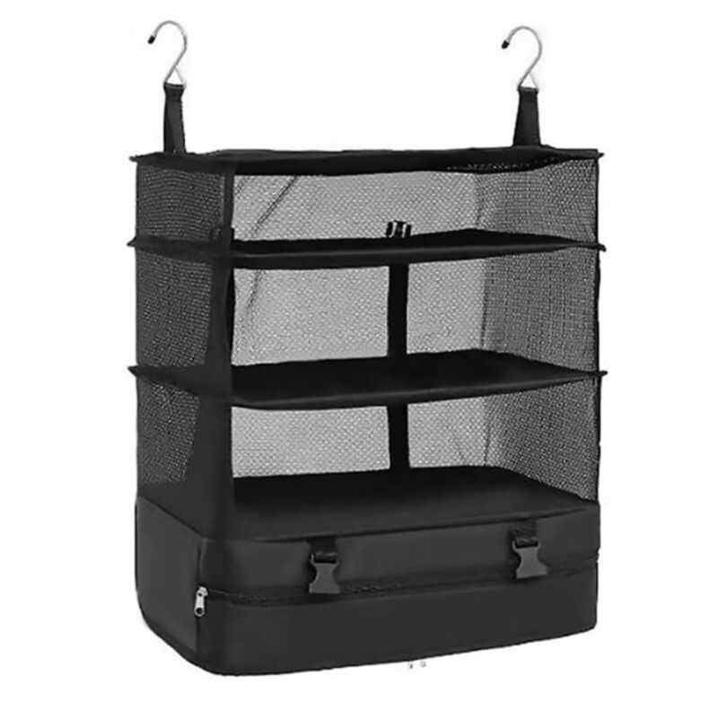 Travel Luggage Organizer And Packing with Integrated Hanging Shelves