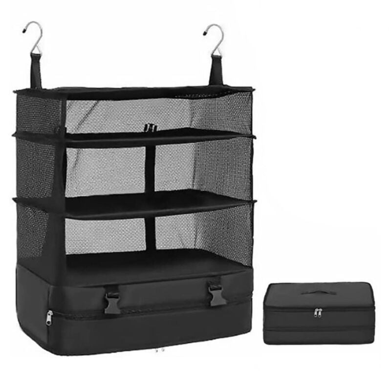 Travel Luggage Organizer And Packing with Integrated Hanging Shelves