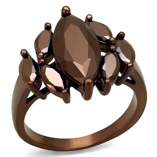 3W1173 - IP Coffee light Brass Ring with AAA Grade CZ  in Light Coffee