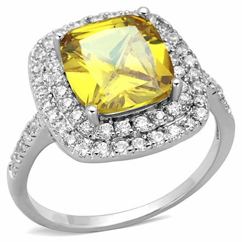 3W760 - Rhodium Brass Ring with AAA Grade CZ  in Topaz