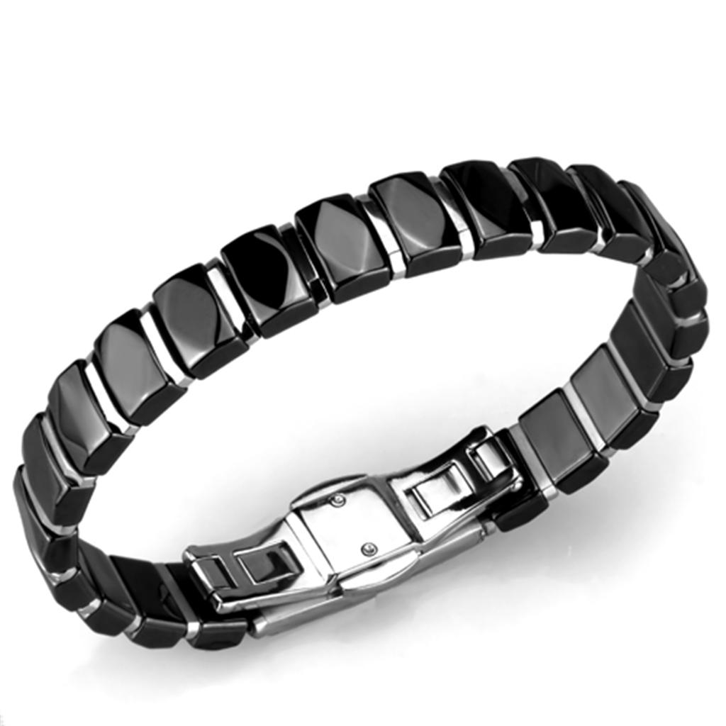3W990 - High polished (no plating) Stainless Steel Bracelet with Ceram